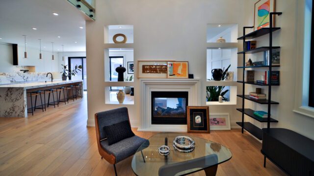 Beautiful living room with fireplace