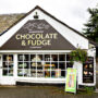 Hawkshead Chocolate & Fudge Company shop exterior with street view