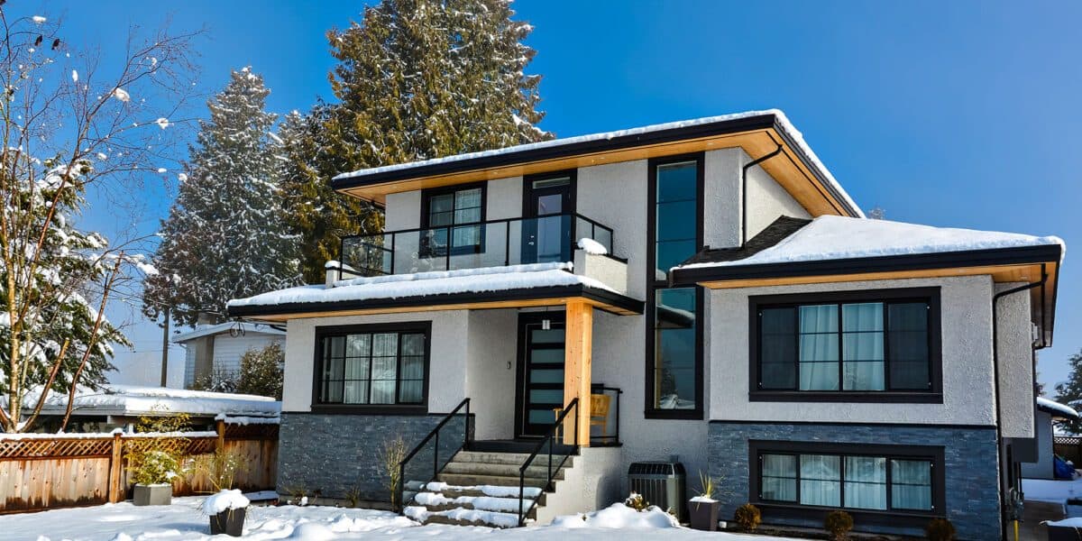 Renovated home in the winter.
