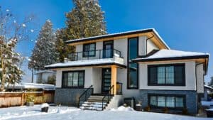 Renovated home in the winter.