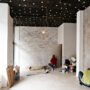 renovated room with shopping window - empty store shop with wooden floor and white walls