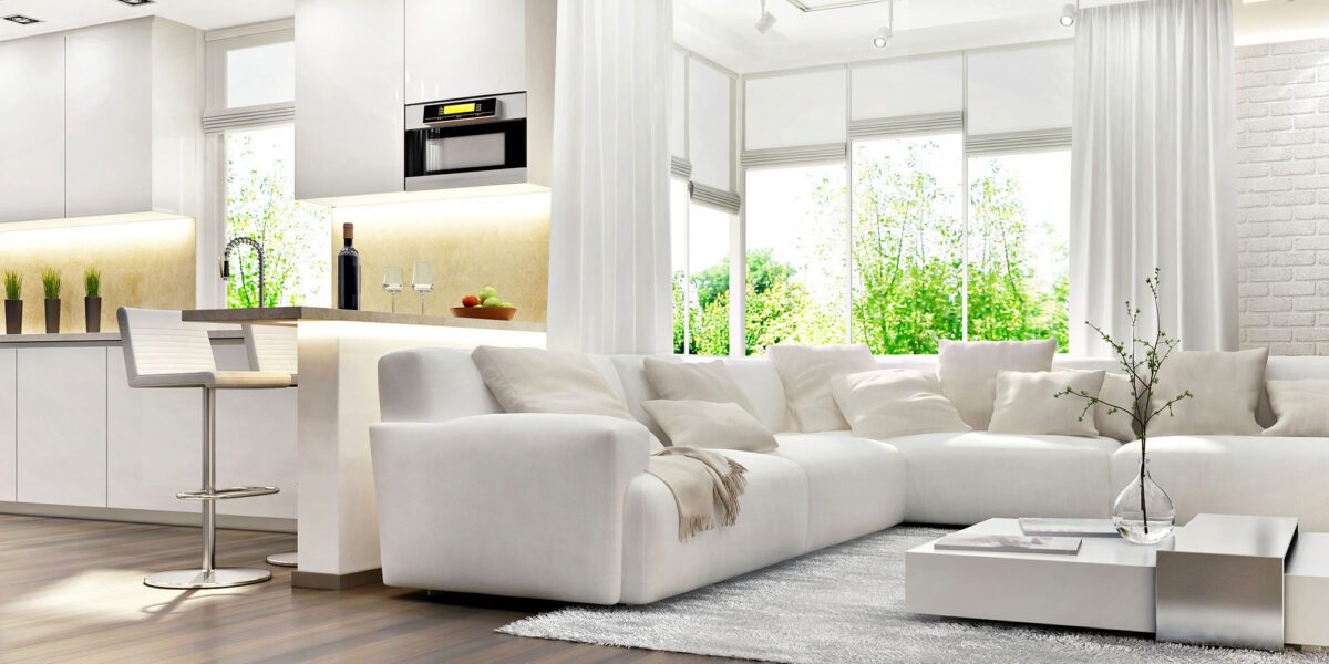Bright open concept kitchen living space