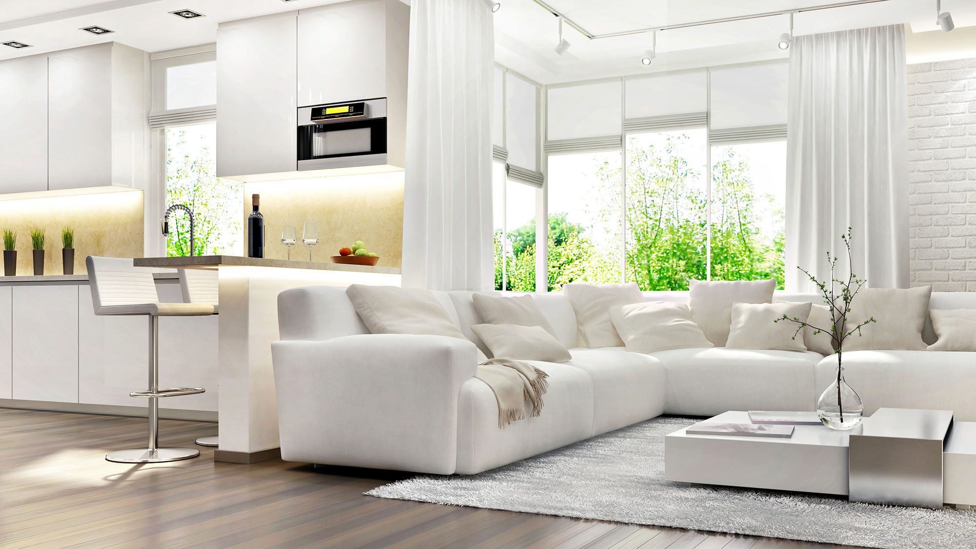 Bright open concept kitchen living space